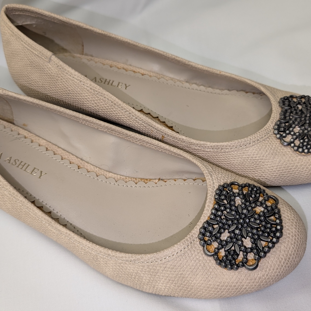 Laura Ashley Beige Embellished Women's Flats